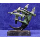 JAMES MCCARTHY, "CHILDREN OF LIR", bronze on stone, signed on the base with number and initials, 10"