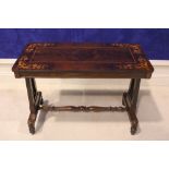 A GOOD QUALITY 19TH CENTURY ROSEWOOD INLAID OCCASIONAL TABLE, rectangular shape, crossbanded top