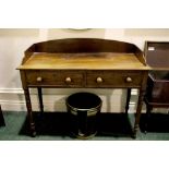 A LATE 19TH CENTURY 2 DRAWER SIDE TALE / SERVER, with ¾ raised gallery back, 2 frieze drawers,