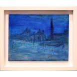 TERRY DELANEY, "POPOLO IN ROMA", mixed media on canvas, signed lower right, inscribed verso, 20" x