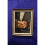 IRISH SCHOOL, 21ST CENTURY, "OLD HANDS", oil on board, signed lower left NK and dated 2003, artist