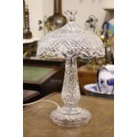 A WATERFORD CRYSTAL 'ACHILL' TABLE LAMP, with glass shade and body, with Waterford mark to the