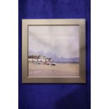 J. BARBERA, "TOWN BEACH II", framed print, 29" x 28" approx print, 34.5" x 34" approx frame