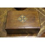 A VINTAGE JEWELLERY BOX, with sectional interior, 9.75" x 6" x 4" approx