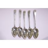 A SET OF 5 EARLY 19TH CENTURY SILVER SPOONS, date letter 'K' for 1816, maker's mark JE -