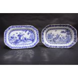 TWO 19TH CENTURY CHINESE EXPORT WARE SERVING PLATES, octagonal in shape, with mother and child in
