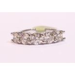 AN 18CT WHITE GOLD 5 STONE DIAMOND RING 2.00cts diamonds