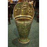 A LARGE BRASS UMBRELLA / STICK STAND, with grape vine motif, 32" x 14" x 7" approx