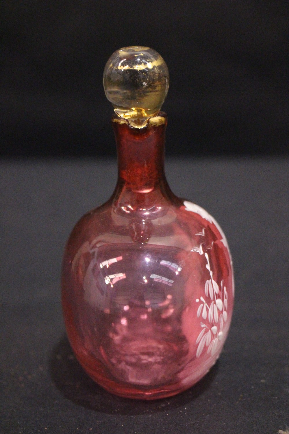 A 'MARY GREGORY' STYLE MINIATURE DECANTER, with stopper, enamelled image of a boy standing in a - Image 4 of 6