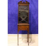 A GOOD QUALITY EDWARDIAN DISPLAY CABINET, Mahogany with satinwood inlaid detail, a single astragal