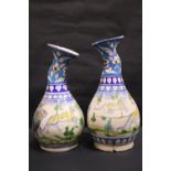 TWO INDIAN POTTERY VESSELS, both hand painted with hunting scenes, (i) in very good condition, (