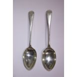 A PAIR OF SILVER SPOONS, EARLY 20TH CENTURY, Sheffield, date letter 't' for 1911, maker's mark M&W