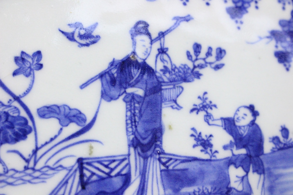 TWO 19TH CENTURY CHINESE EXPORT WARE SERVING PLATES, octagonal in shape, with mother and child in - Image 4 of 6