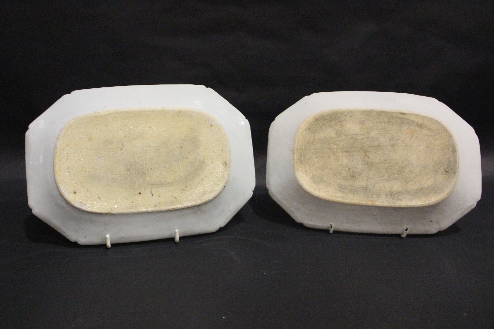 TWO 19TH CENTURY CHINESE EXPORT WARE SERVING PLATES, octagonal in shape, with mother and child in - Image 6 of 6