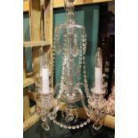 A CUT GLASS 5 BRANCH CHANDELIER, possibly Waterford