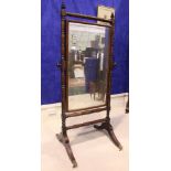 A FINE IRISH EARLY 19TH CENTURY MAHOGANY CHEVAL DRESSING MIRROR, circa 1830, having ring turned