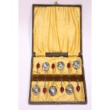 A CASED SET OF MID CENTURY SILVER COFFEE BEAN SPOONS, Birmingham, date letter 'K' for 1939, maker'