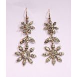 A PAIR OF 15CT GEORGIAN ROSE CUT DIAMOND DROP EARRINGS