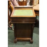 A 20TH CENTURY DAVENPORT WRITING DESK, with lift up top, faux drawers to the left and the front