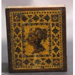 A MINIATURE TUNBRIDGE BOX, with mosaic motif of a ladies head, 1.5" x 1.5" x .75" approx