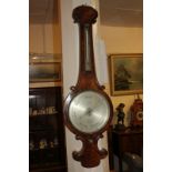 A 19th century carved walnut banjo barometer, by C. Piers 49 South Castle Street, Liverpool, of