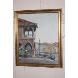 Attributed to Trevor Chamberlain, Italian street scene, oil on canvas, unsigned, inscribed verso 'By