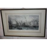After F J Havell, a 19th century coloured engraving, Port of London in 1839, Holleyman & Treacher