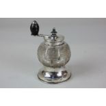 A Victorian silver mounted cut glass pepper mill, maker John Grinsell & Sons, London 1894, 9.5cm