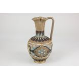 A Doulton Lambeth silicon mosaic ware ewer by Eliza Simmance, with brown, turquoise and gilt