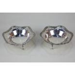 A pair of George VI silver bonbon dishes, circular scalloped shape with pierced and gadrooned