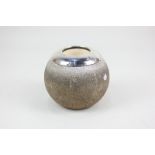 A late Victorian silver mounted ceramic match strike, globe shape with silver collar hallmarked