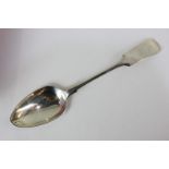 A Scottish provincial silver tablespoon with fiddle pattern handle and engraved initial, maker