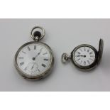 A Swiss silver open face pocket watch, a lady's Swiss pocket watch