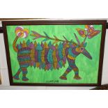 Mathias Kauage OBE (Papua New Guinea c.1944-2003), mythical creature, watercolour, signed and