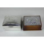 An Elizabeth II silver mounted wooden box, maker Carrs of Sheffield 1993, together with a silver