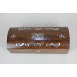 A 19th century mother of pearl inlaid oak glove box 25.5cm