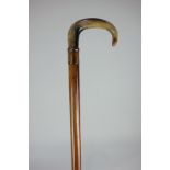 A Victorian horn handled malacca walking stick, 91.5cm