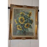 A Nikolsky, floral still life, inscribed verso "...Peruvian Beauty Sunflowers...", oil on canvas,