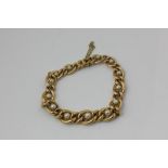 An Edwardian 15ct gold and pearl bracelet, 18.9g