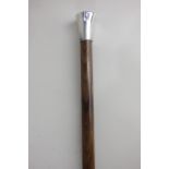 An Elizabeth II silver mounted figured ebony walking stick, maker KC, Birmingham 1989, 93cm