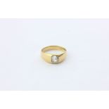 A gentleman's diamond ring, the cushion cut stone gypsy set in 18ct yellow gold
