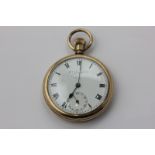 A rolled gold open face pocket watch