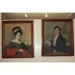 19th century Portuguese school, a pair of portraits of a gentleman dressed in blue jacket, and a