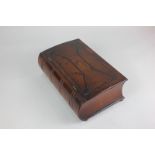 A 19th century inlaid oak box modelled as a book, 29cm
