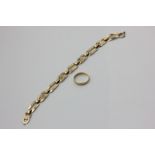 A 9ct gold bracelet, 8g, a Victorian 22ct gold wedding ring, 2g
