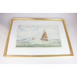 George Stanfield Walters RBA (1838-1924), sailing vessels on the water, distant coastline,