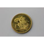 An 1887 Jubilee head gold £5 coin