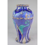 A Clarice Cliff Bizarre 'Inspiration Persian' large baluster vase with blue, orange and green