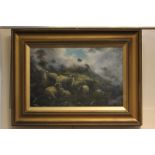 W H Watson, sheep on a rocky hillside, oil on canvas, bearing signature, 31cm by 49cm