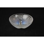 A Rene Lalique Coquilles opalescent bowl, circular moulded with four conjoined shells, etched R